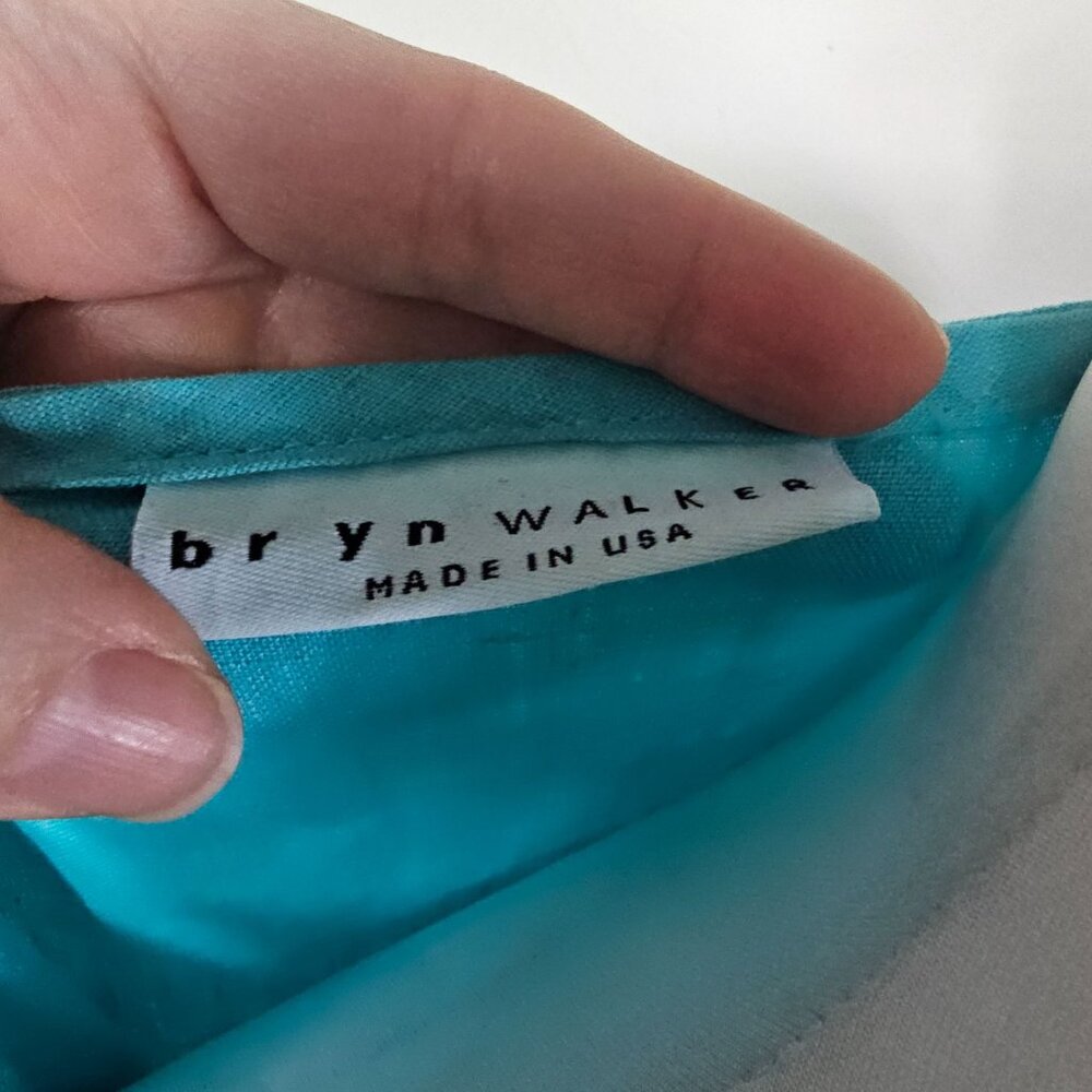 Bryn Walker Oversized‎ Linen Tunic M Turquoise Coastal Artsy Pocket Lagenlook - Picture 9 of 14